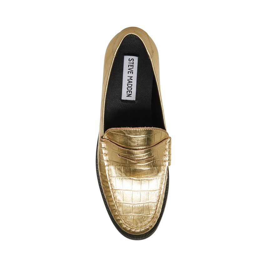 Loafers Steve Madden Emmet Crocodile Mujer Doradas | ES IG39S4